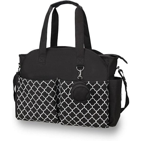 （Svart）Baby Nappy Changing Bag Tote Blöja Väska Ryggsäck med Shou