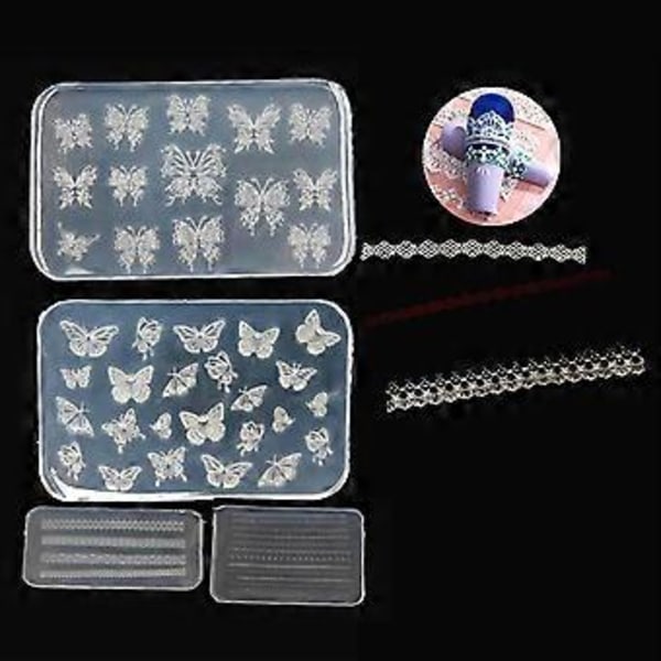 Praktisk Tynd Silikone Neglekunst Form Transparent Stemplingsplade Negle Stencils DIY Manicure Form Værktøj til Manicure 10