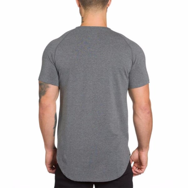 Fitness för män Trendiga Slim Fit T-shirts Long Drop Fit Fitne