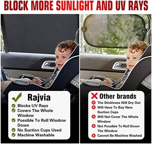 (Svart) ca. 50*115cm (utsträckt storlek) Solskydd för bilbarnstol, 2 st