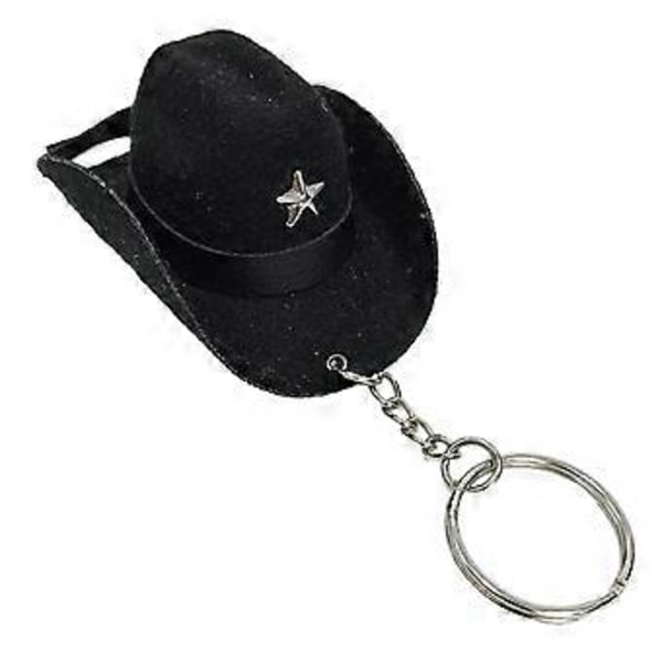 Stilfuld Western Cowboy Hat Nøglering Vedhæng Praktiske Lædernøgleringe Bærbar Taske Nøglering Dekoration til Kvinder Sort Black