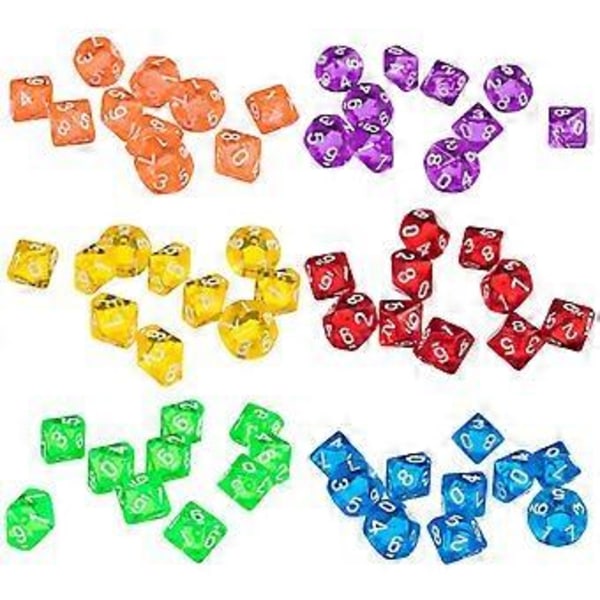 Set med 60 Akryl 10-sidiga T10 Tärningar Tärningsspel för Brädspel()