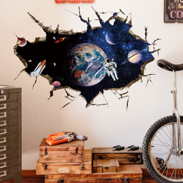 3D Planet Galaxy Astronaut Vægmærker, Univers Rum S