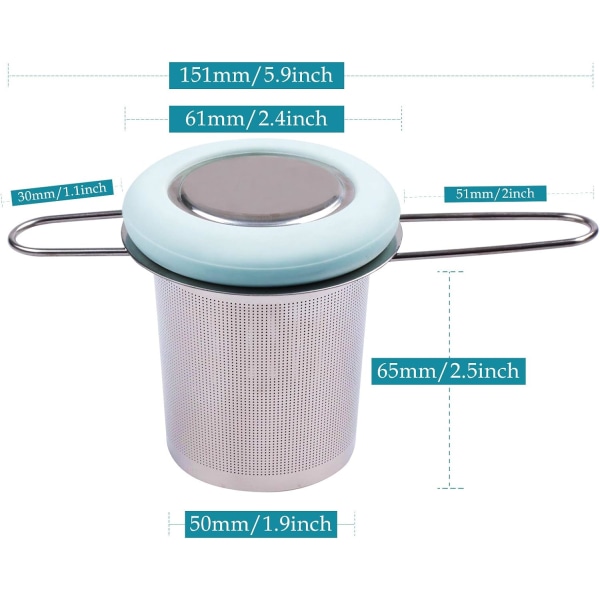 Teinfuser i rostfritt stål, tesil med fällbart handtag, tefilter