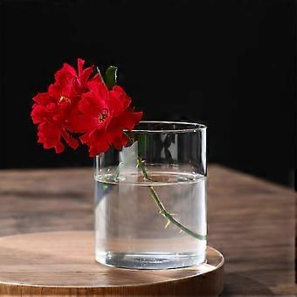 Klar Glasvas Blomvas Minimalistisk Glasvas Cylinderformad Blomvas för Bröllop Vardagsrum Dekorativ Gåva 10x12cm