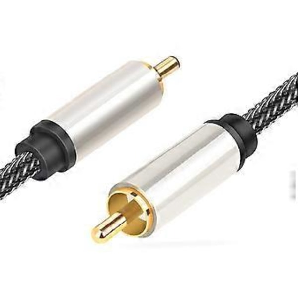 Digitalt koaksialt lydkabel RCA han til RCA han subwooferkabel nylonfletning RCA videokabel til subwoofer, hjemmebiograf <=0.5m