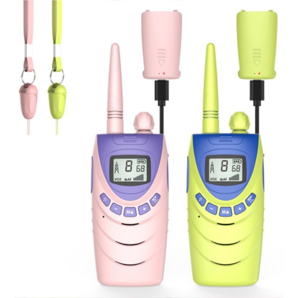 2-pack pulverpaket + grön walkie talkie, barnens uppladdningsbara,