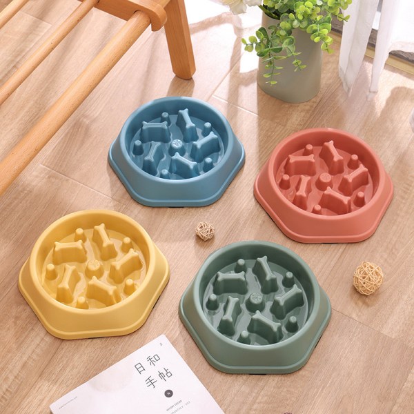 Blå hundskål Slow Feed Bowls Bloat Stop Food Bowl Interactive Pu