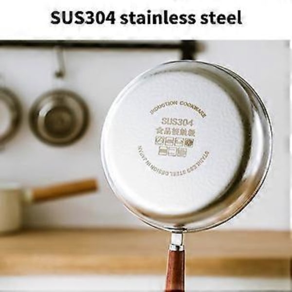 Non-stick Små Stekpannor Rostfritt Stål Platt Botten Kastruller Köksstekpannor Köksredskap Lätt att Rengöra 16cm