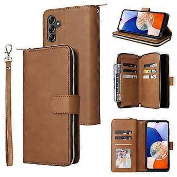 Til Samsung Galaxy A15 4G/A15 5G Etui Læder 9 Kort Slots Telefon Cover med Håndledsrem Style C
