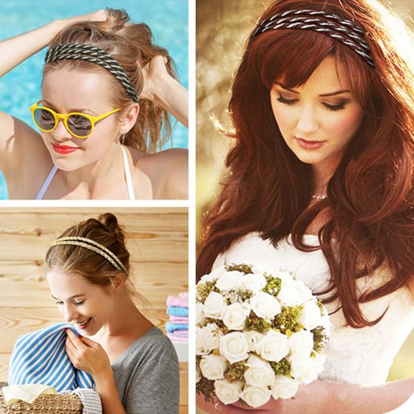 6 st elastiska flätade pannband Boho hårband Hippie pannband för kvinnor Läder stretchiga pannband Dubbla halkfria flätade hårband för semester Kvinnor Flickor Hår