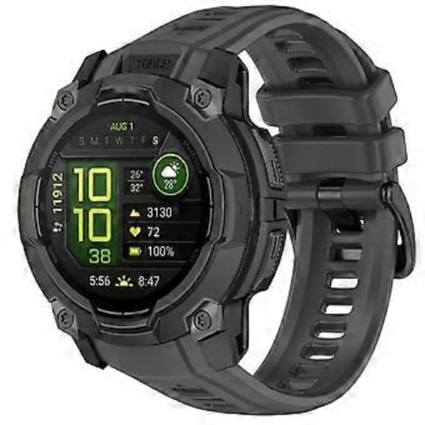 Til Garmin Instinct 3 45mm Urrem 22mm Silikone Udskiftningsrem Graphite Grey