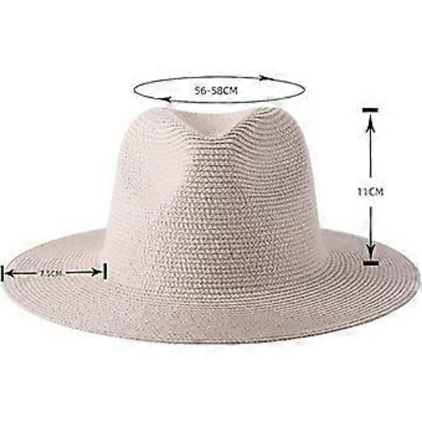 Ny Naturlig Panama Mjuk Formad Stråhatt Sommar Dam/Herr Bredbrättad Strand Solhatt UV-Skydd Fedora Hatt Beige