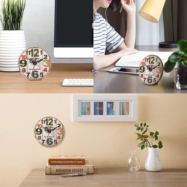 Rund Väggklocka i Trä Digital Retrostil Pendel Kök Deco