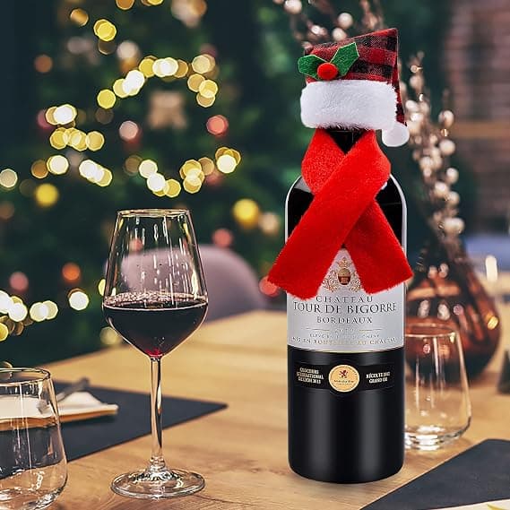(12PCS) Julevinsflaskedekselsett, Mini Jule-nissehue