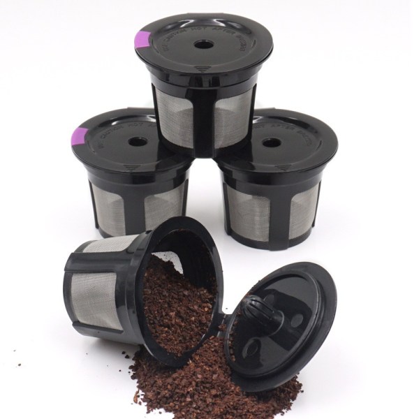Svart - 3-delt gjenbrukbart te- og kaffefilter, permanent te inn