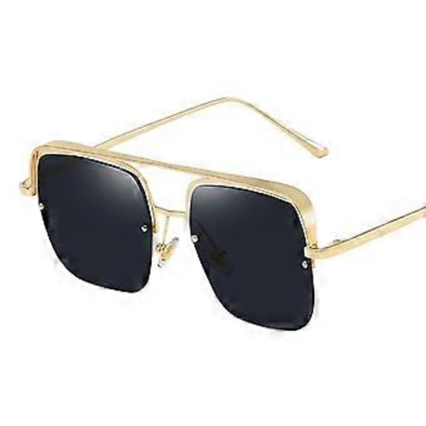 Retro Solbriller Udendørs Strand Store UV400 Metal Solbriller Unisex Briller Guld Sort