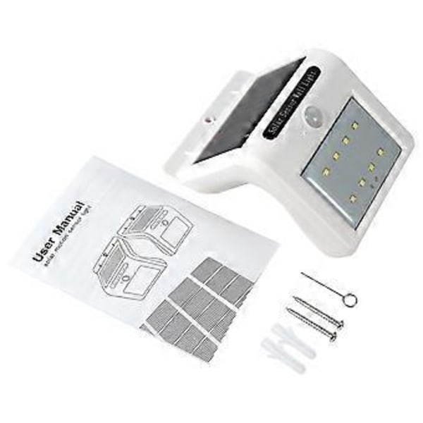 Trådløs PIR LED Solcellelampe Have Udendørs Sikkerhed Vægmonteret Lys (Hvid 8 LED)