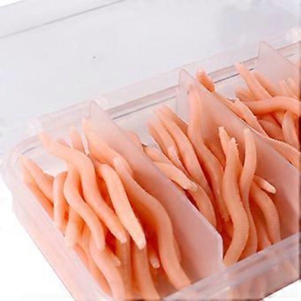 150 stk. Kunstige Bløde Fiskeorm Fiske Maddiker Ferskvands Grejboks (Pink) Pink
