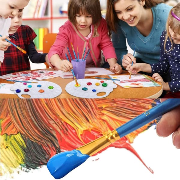 Hvid - 2-delt plastikpalet, palet til kunstnerisk maling,
