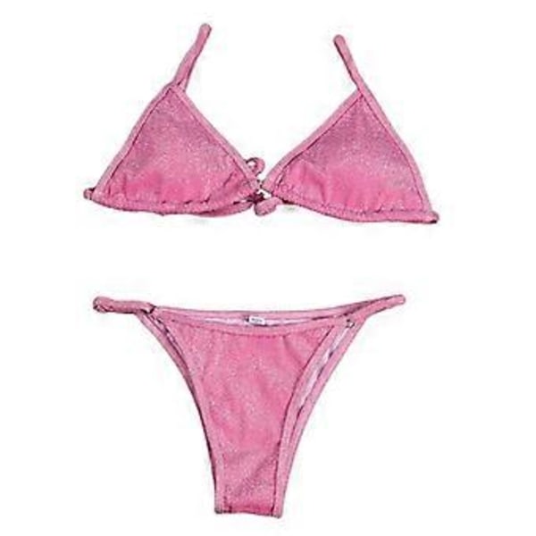 Dam Baddräkt Push Up BH Bikini Set Strandkläder (djuprosa XL) deep pink XL