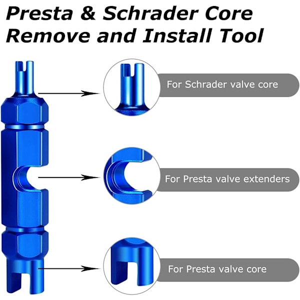15 stk. ventilkernesfjerner værktøjssæt, med Presta Schrader ventil Co