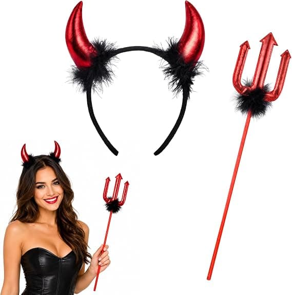 Halloween djevelhorn hodeplagg 4-delt sett, Halloween festkostyme og rollespillgave