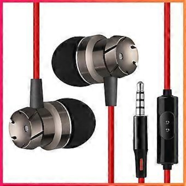 Subwoofer Støyreduserende Hodetelefoner 3.5mm Volumjustering Kablede Hodetelefoner Med