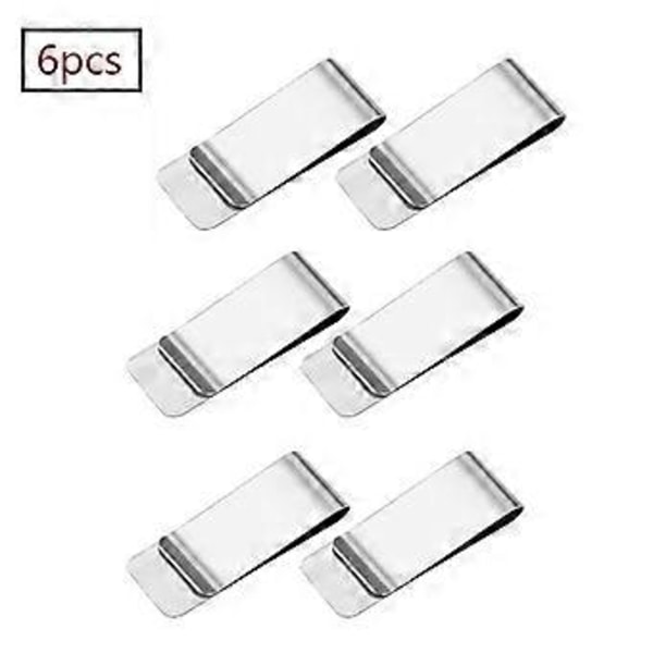 Sedelklämma, 6-pack Konkursklämma Silver Sedelklämma Sedelklämma För Män Och Kvinnor 55 * 20 * 1Cm Rostfritt Stål