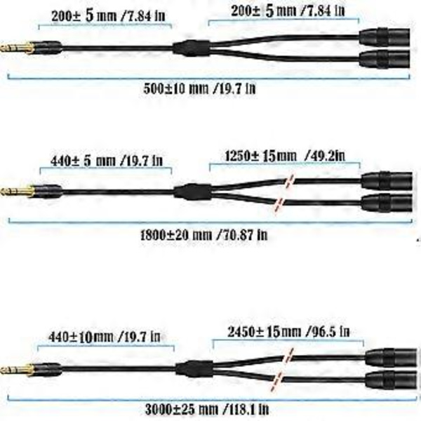 Stereo 6,35 mm 1/4\" til 2x3Pin kabel Professionel TRS til 3pin konverter ledningsadapterledning til forstærkere og mixere 3m