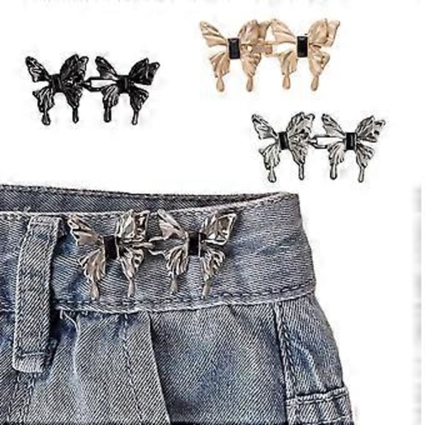 Sommerfuglformet strammer for bukser i livet, justerbart spennesett for livet, bukseknapp for jeans for å gjøre dem strammere - Sub Golden Sub Golden