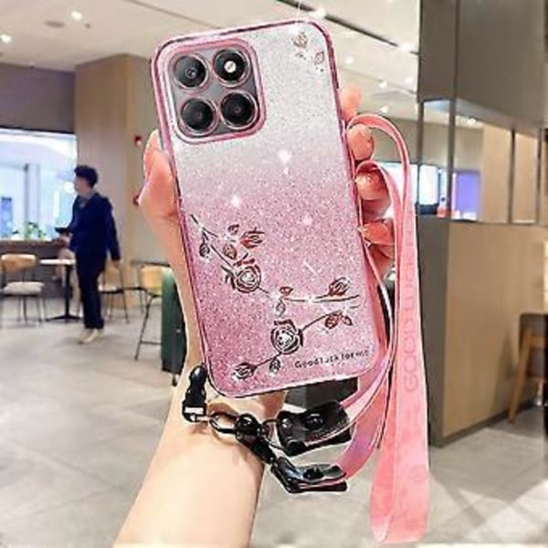 KADEM Skal för Honor X6b 4G Blommönster TPU Gradient Telefonskal med Snoddar Style C