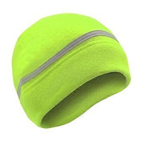 Reflekterende Fleece Lue Vinterlue med Reflekterende Stripe Fleece Tykk Hodeskalle Lue Sikkerhetslue for Ski Sykling Riding Vandring (grønn)