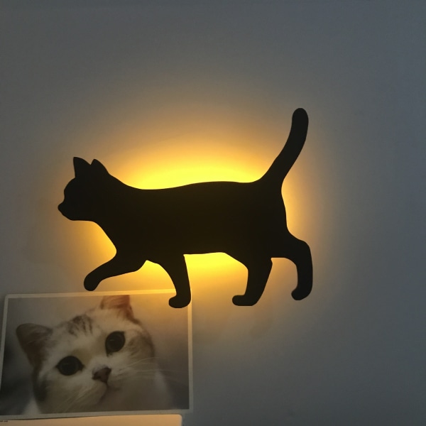 Kreativ söt svart katt siluettlampa Romantisk katt nattlampa I
