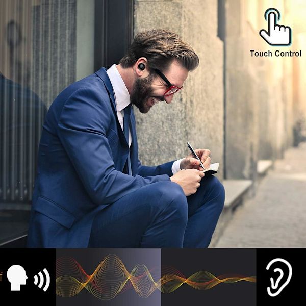 Bluetooth-kuulokkeet 5.1, langattomat nappikuulokkeet syvä basso melu peruutus
