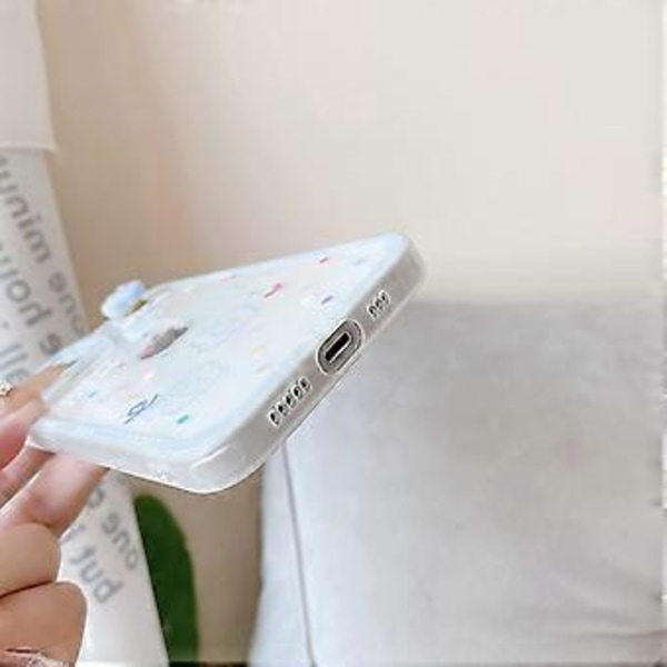 Sött Tecknad Blomma Roterbar Moln Silikon Mjukt iPhone Skal för Kvinnor Flickor (Vit, iPhone 13 Pro Max)