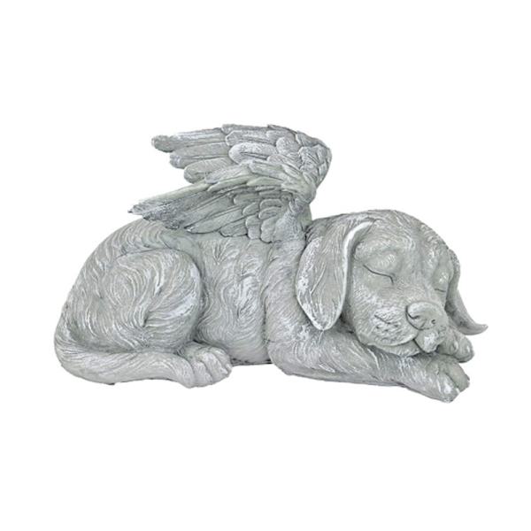 Minnesmerke for kjæledyr, engelhund, æresstatue, gravstein, 25,5 cm, polyres