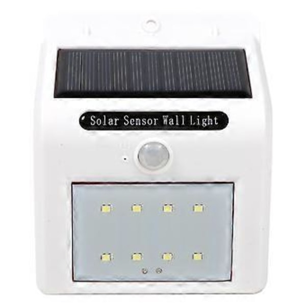 Trådløs PIR LED Solcellelampe Have Udendørs Sikkerhed Vægmonteret Lys (Hvid 8 LED)