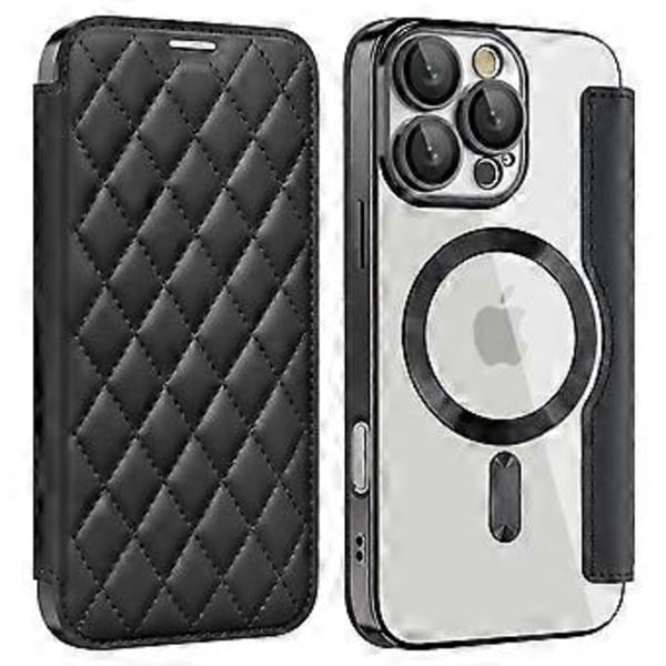 Magnetiskt fodral med kortfack och RFID-skydd i läder för iPhone 16 Pro Max Style A