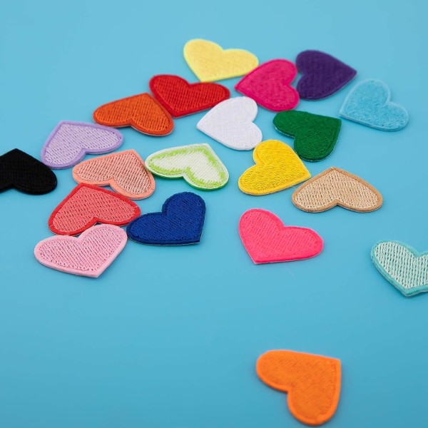 20 stk. stryge-på mini patch farverige hjerte mini patches til tøj
