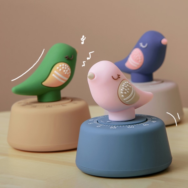 Cartoon-Timer Jiujiu Bird Hemkökstimer Söt Nedräkningsalarmklocka Timer Bästa Presenten till Fru, Fru och Barn Grön