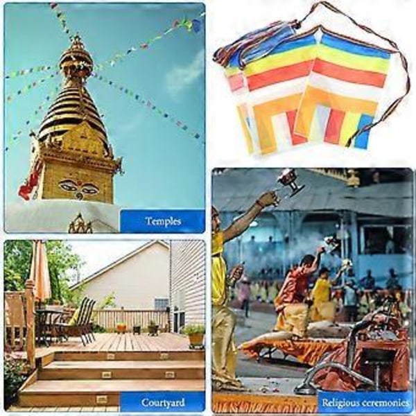 1 Längd Tibetanska Böneflaggor Tempel Dekorativa Böneflaggor Utomhus Buddhistiska Meditationsflaggor