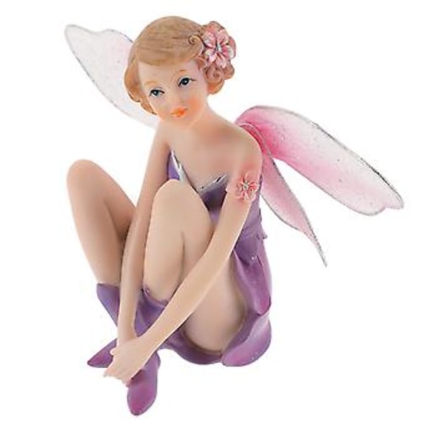 Bedårande Tecknad Fe Ornament Skrivbord Fordonsmonterad Liten Fe Staty Delikat Harts Blomma Fe Dekor 11X8X8CM
