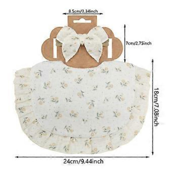 Baby Hagesmæk & Sløjfe Hårbånd Flæse Savlesmækker til Spisning Baby Tandfrembrud Hagesmæk Håndklæde Blød Gylpeklud Høj Absorberende Savlesmæk SÆT4 SET4