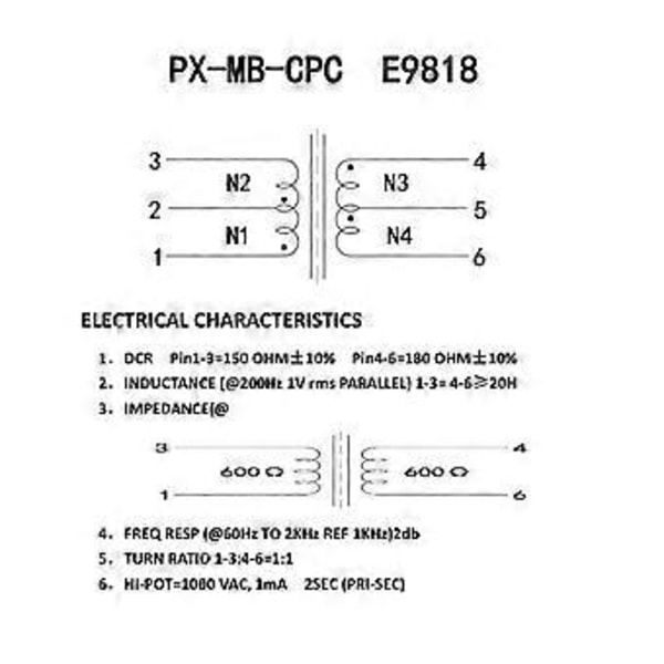 PXSW 1 stk. Permalloy Front Stage Single Ended til Balanceret til RCA Audio Signal Isolation former E