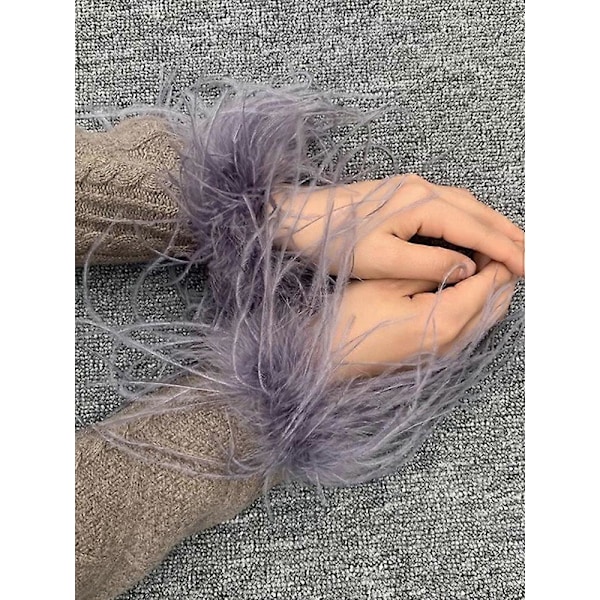 2 damefjer-armbåndstilbehør, velegnet til fester og bryllupper, søde, fluffy armbåndstilbehør til at klappe på håndleddet, sort