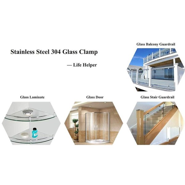 Glasklämma 8 st 8-10mm 304 Rostfritt Stål Glasklämma Klämma Su