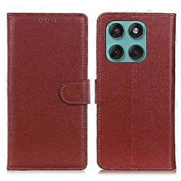 Plånboksfodral för Motorola Edge 60 Fusion 5G PU Läder Telefonskal Litchi Textur Brown