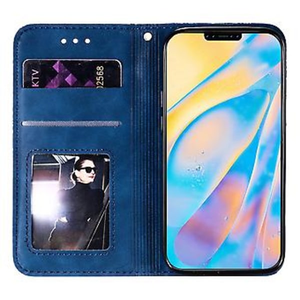 iPhone 12 mini -puhelimelle kohokuvioitu nahkakotelo
