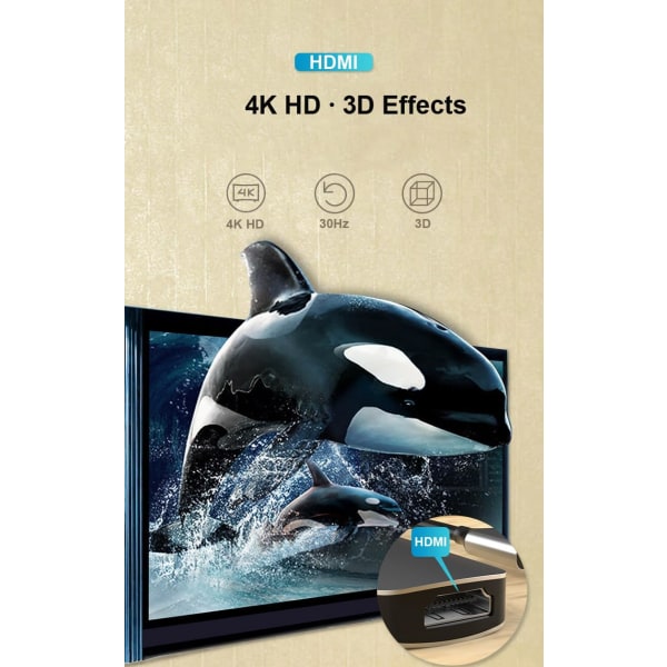 USB C HDMI -keskitin, Ms Lula 6-in-1 USB C -keskitinsovitin 4K:lla 30 Hz:llä